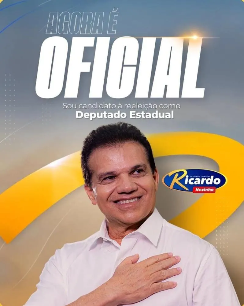 Ricardo Nezinho confirma candidatura à reeleição para deputado estadual pelo sexto mandato com o número 15.111.